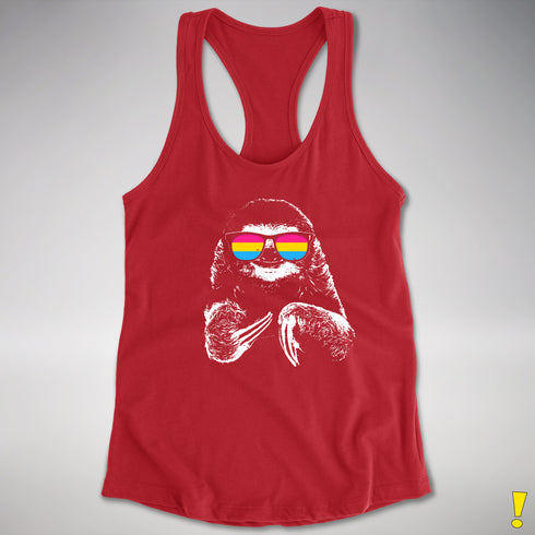 Pride Sloth Pansexual Flag Sunglasses Women's Racerback Tank - Red